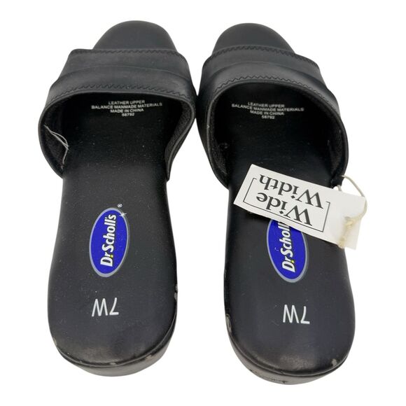 Dr Scholls Slide Sandals Size 7W Black Slides Slip On - Picture 3 of 9